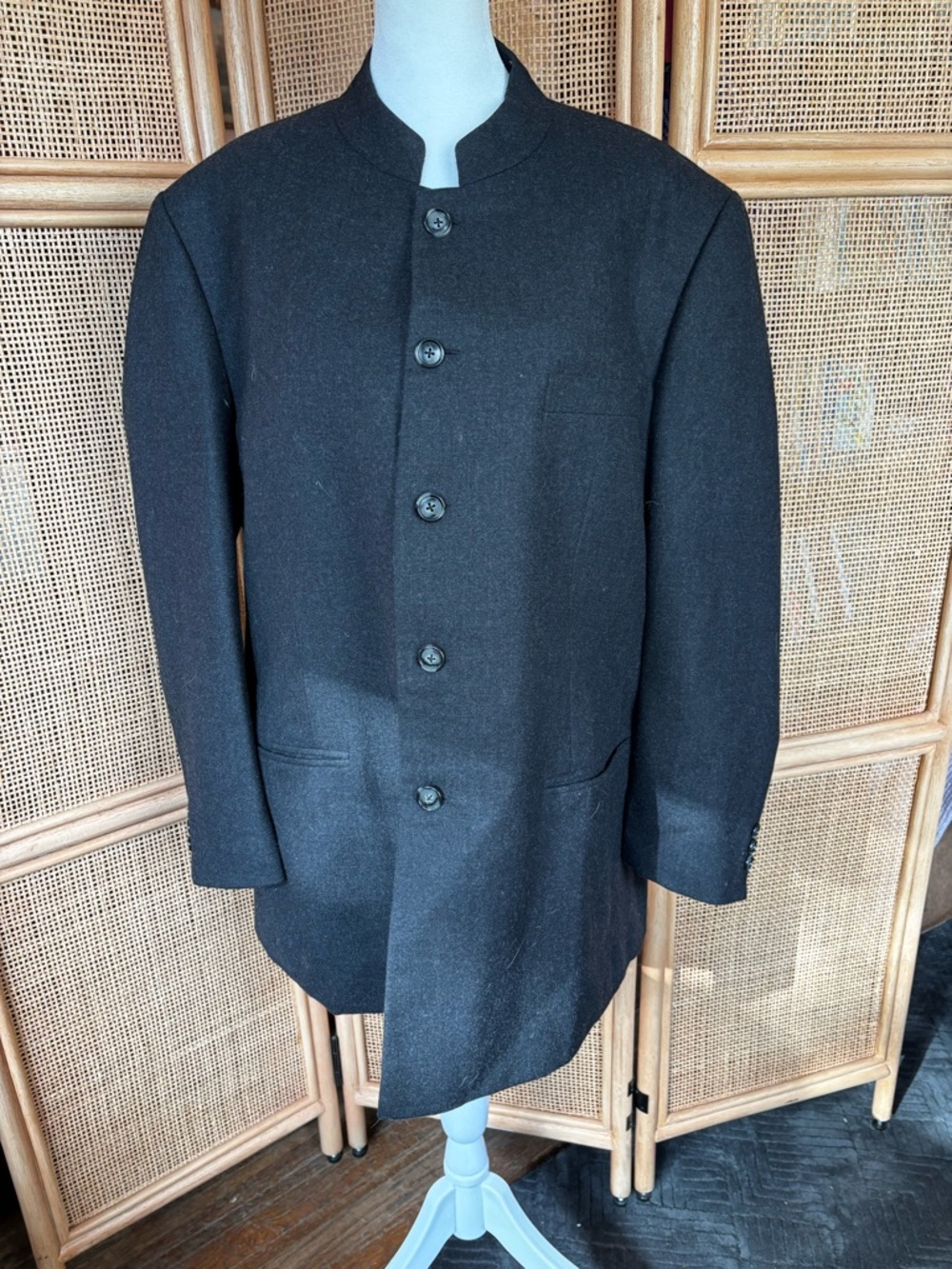Men's Mandarin Collar Wool Coat